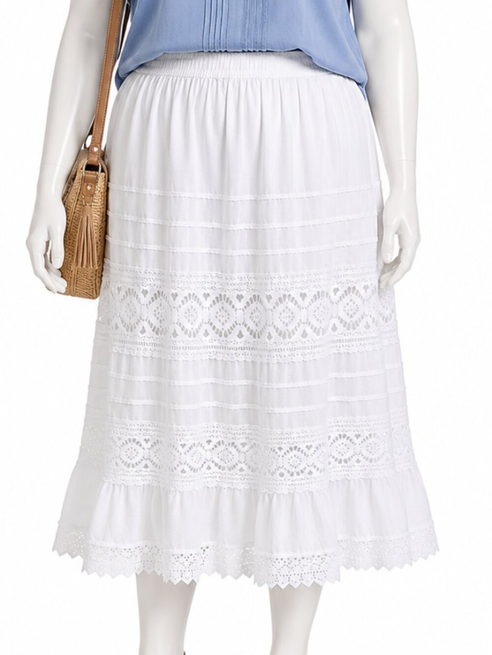 St. John's Bay White Lace Maxi Skirt – Size Large | Never Worn | Boho Cottagecor